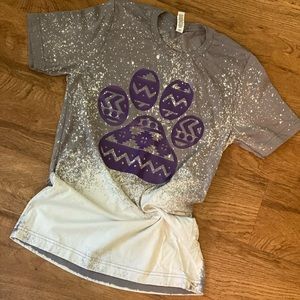 Custom made graphic tee paw print pattern
